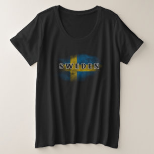 Simple Modern Sweden Flag Swedish Souvenir Plus Size T-Shirt