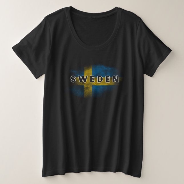 Simple Modern Sweden Flag Swedish Souvenir  Plus Size T-Shirt (Design Front)