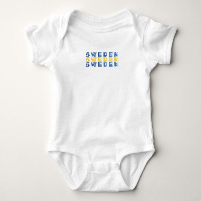 Simple Modern Sweden Swedish Flag Country Souvenir Baby Bodysuit (Front)