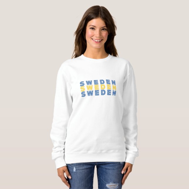 Simple Modern Sweden Swedish Flag Country Souvenir Sweatshirt (Front Full)
