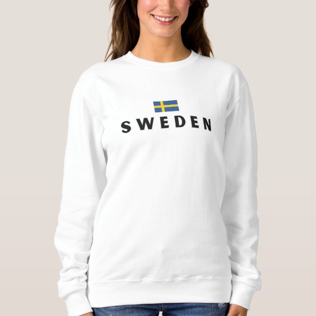 Simple Modern Sweden Swedish Flag Country Souvenir Sweatshirt (Front)