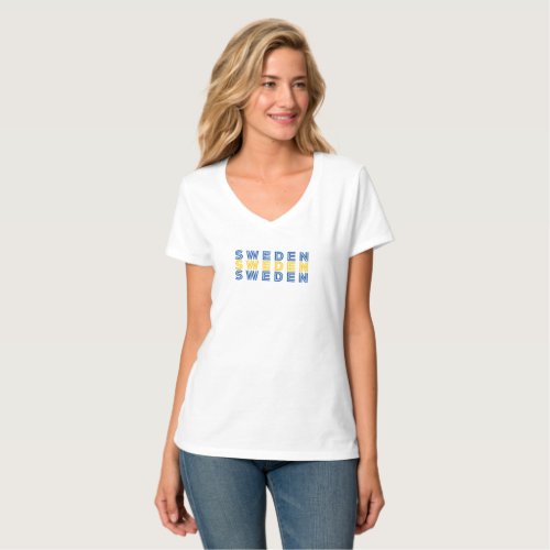 Simple Modern Sweden Swedish Flag Country Souvenir T_Shirt