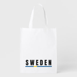 Simple Modern Sweden Swedish Letter Flag Souvenir Grocery Bag