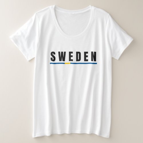 Simple Modern Sweden Swedish Letter Flag Souvenir Plus Size T_Shirt