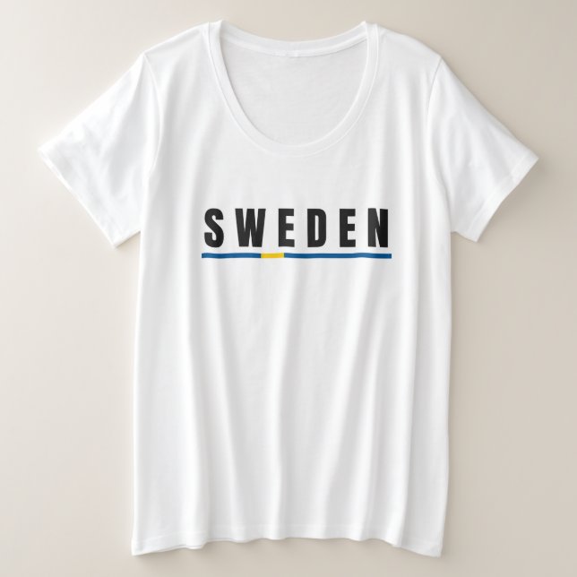 Simple Modern Sweden Swedish Letter Flag Souvenir  Plus Size T-Shirt (Design Front)