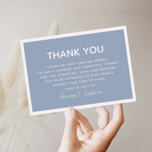 Simple Modern Sympathy Appreciation Thank You Card | Zazzle