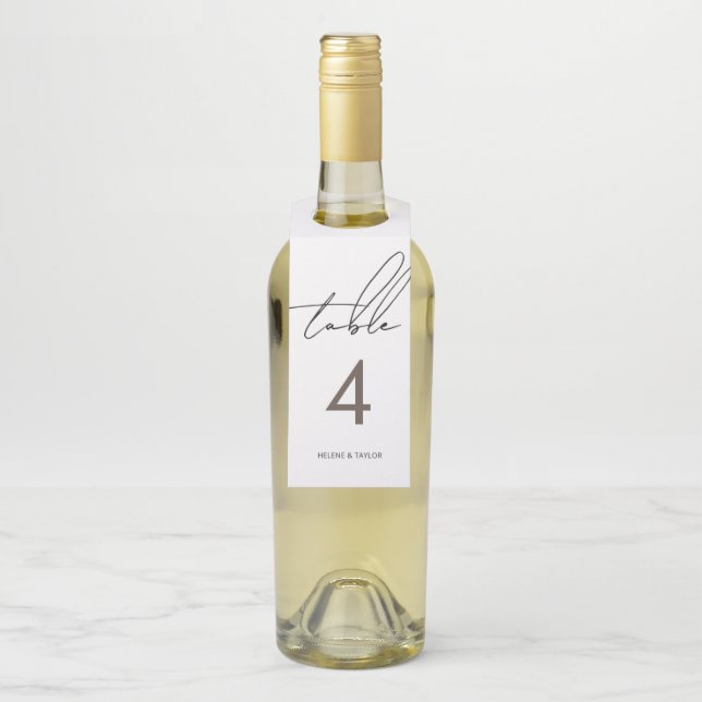 Simple Modern Table Number Bottle Hanger Tag (On Bottle)