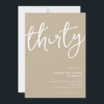 Simple Modern Tan 30th Birthday Invitation<br><div class="desc">Simple modern 30th birthday party invitation featuring minimalist design with elegant handwritten script typography.</div>