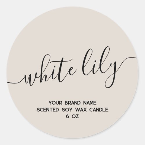 Simple modern tan minimal candle label