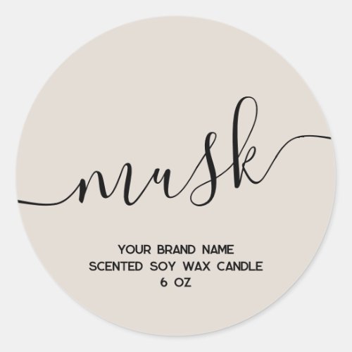 Simple modern tan minimal candle label