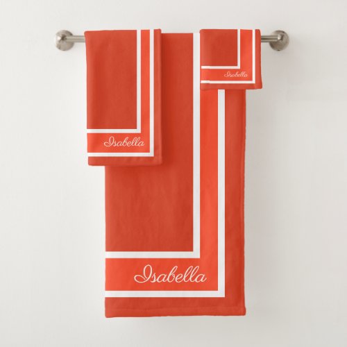 Simple Modern Tangerine Tango Bath Towel Set