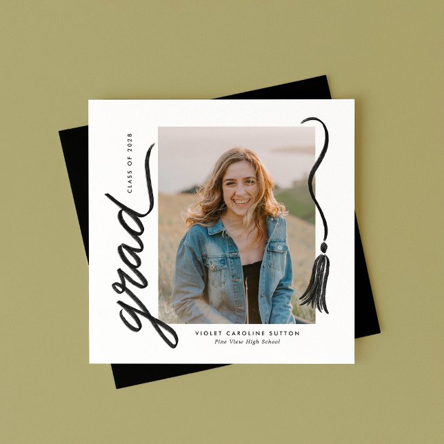 Simple Modern Tassel Graduation Announcement (Creator Uploaded)
