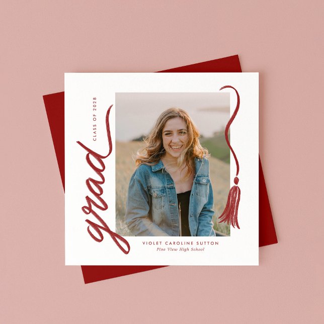 Simple Modern Tassel Graduation Announcement (Creator Uploaded)