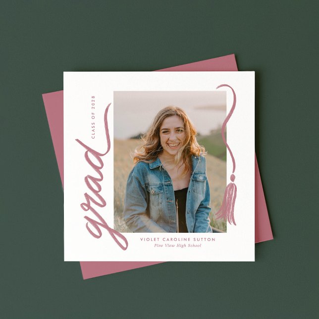 Simple Modern Tassel Graduation Announcement (Creator Uploaded)