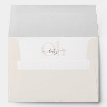 Simple Modern Taupe Beige Oh Baby Shower