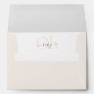 Simple Modern Taupe Beige Oh Baby Shower Envelope