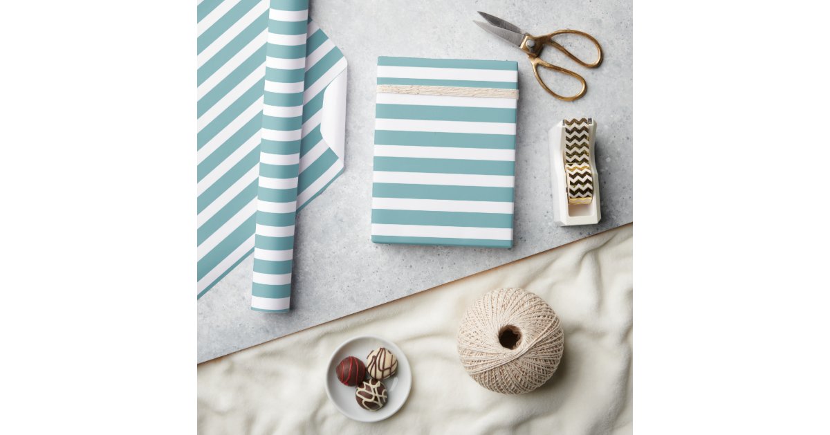 Sky Blue and Black Stripes Wrapping Paper, Zazzle