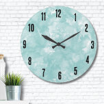 Simple Modern Teal Blue Large Clock<br><div class="desc">A soft turquoise or teal blue watercolor backdrop provides the perfect canvas for a cute and contemporary watercolor clock. This design is subtle yet striking, offering just the right amount of color and flair without being over the top. The Simple Modern Turquoise Teal Blue Watercolor Large Clock brings a touch...</div>