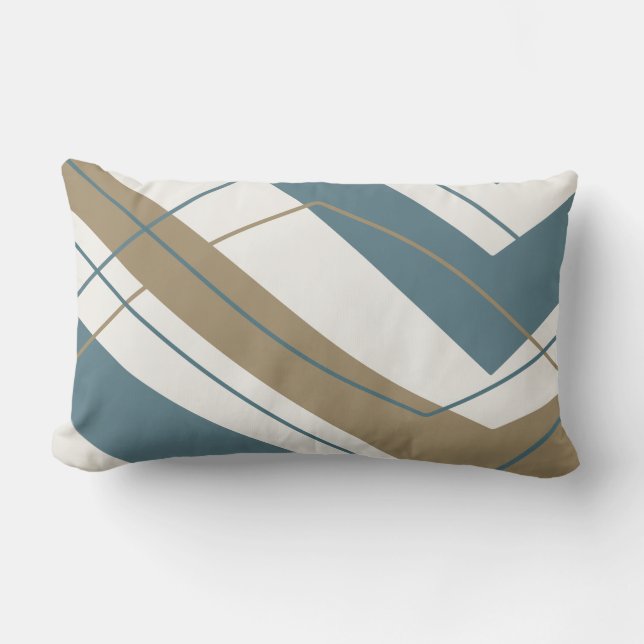 Simple Modern Teal Gold Lumbar Pillow (Front)