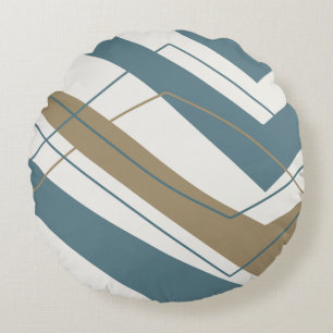 Simple Modern Teal Gold Round Pillow