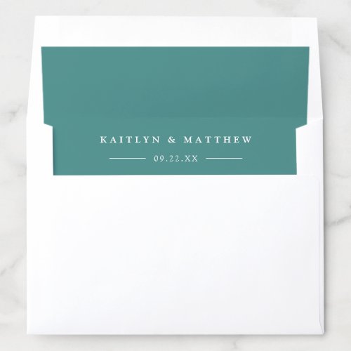 Simple Modern Teal Green Wedding Envelope Liner