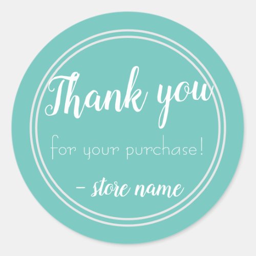 Simple Modern Teal Thank you For Your Purchase Classic Round Sticker