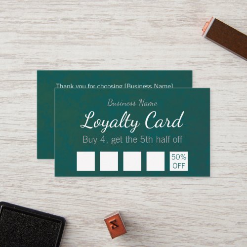 Simple Modern Teal Watercolor Overlay Business Loy Loyalty Card