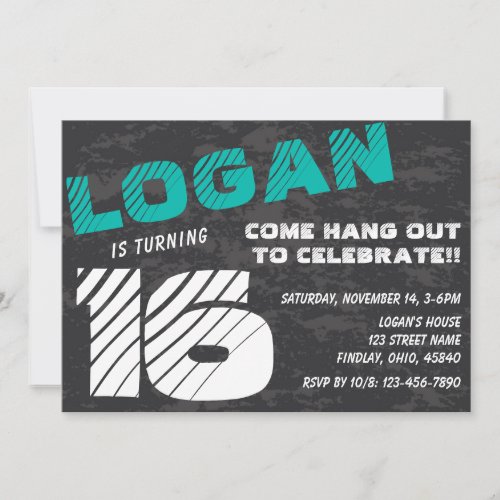 Simple Modern Teen Boy Birthday Invitation