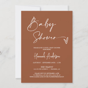 Simple Modern Terracotta Baby Shower QR Code Photo Invitation