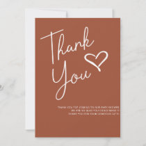 Simple Modern Terracotta Baby Shower Thank You  Invitation