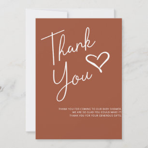 Simple Modern Terracotta Baby Shower Thank You Invitation