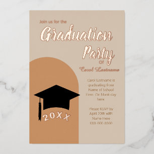 Simple Modern Terracotta Graduation Party Arch Foil Invitation