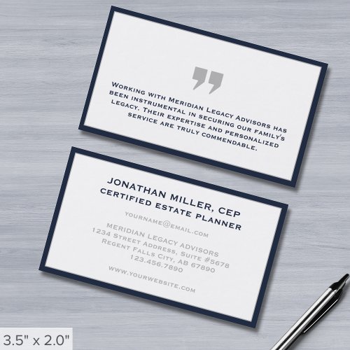 Simple Modern Testimonial Business Card