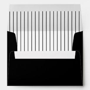 Simple Modern Text and Stripes Black and White Envelope