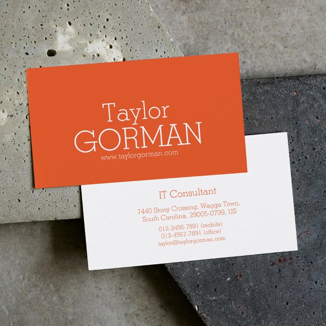 Simple modern text consultant orange business card (Creator Uploaded)