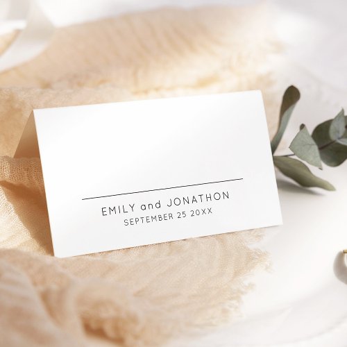 Simple Modern Text Only Names Wedding Date Place Card