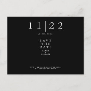 Simple Modern Text Only Wedding B/W Save the Date Announcement Postcard