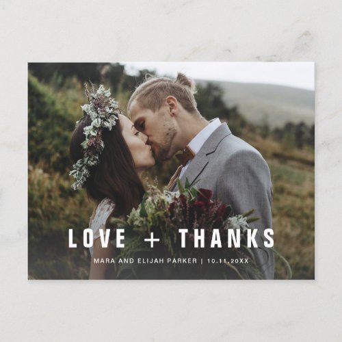 Simple Modern Text  Wedding Photo Thank You Invitation Postcard