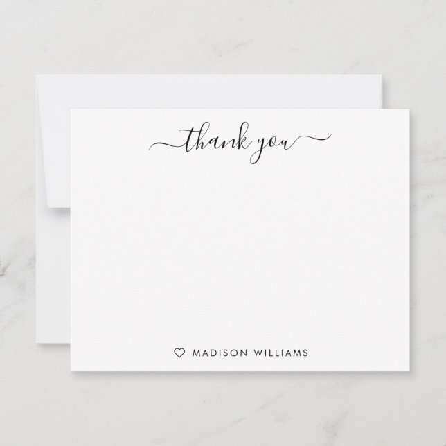 Simple Modern Thank You Elegant Script Typography Note Card (Front)