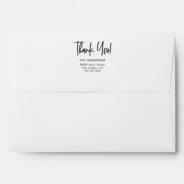 Simple Modern Thank you Family Return address Envelope (Back (Top Flap))