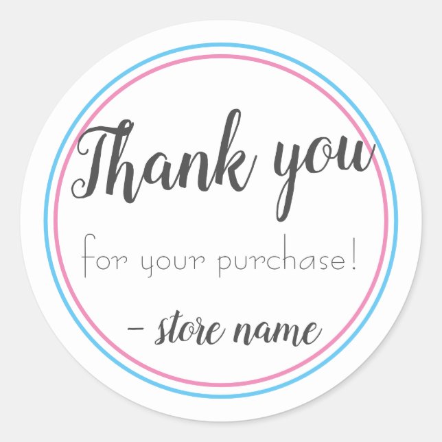 Simple Modern Thank you For Your Purchase Classic Round Sticker (Front)