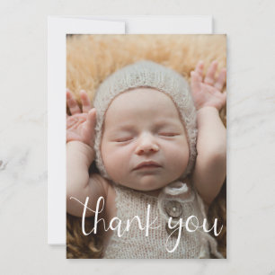 Simple Modern Thank You Photo Birth Announcement