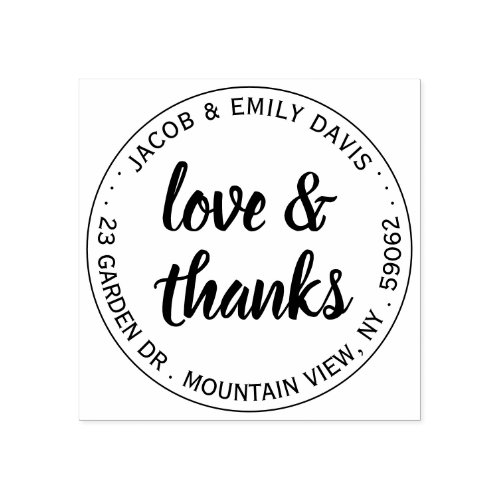 Simple Modern Thank You Round Return Address Rubber Stamp