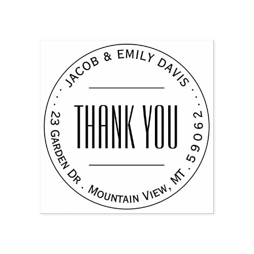 Simple Modern Thank You Round Return Address Rubber Stamp