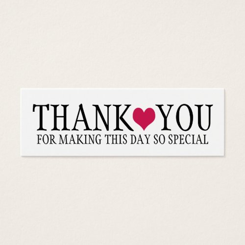 Simple Modern Thank You with Cute Pink Heart Business Card Templates