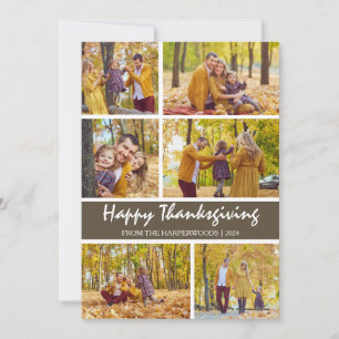 Simple Modern thanksgiving family photo collage Holiday Card