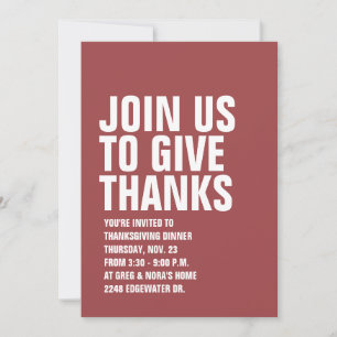 Simple modern Thanksgiving invitation