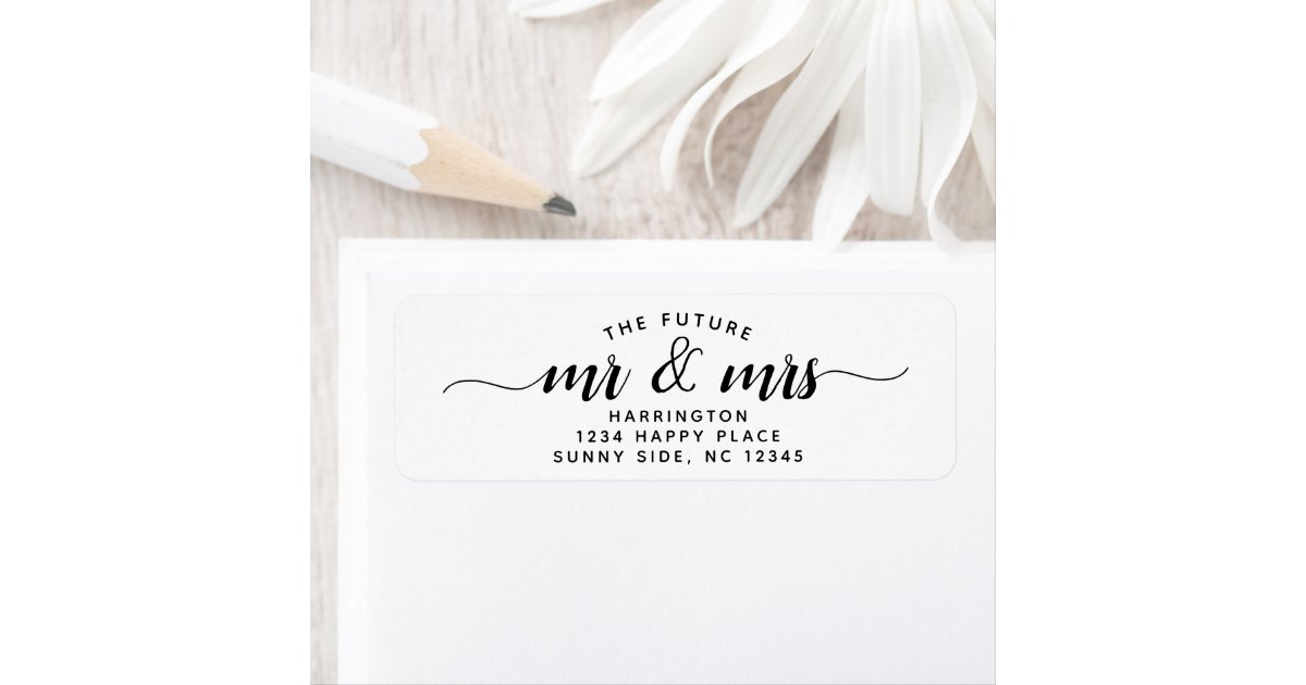 Simple Modern The Future Mr & Mrs Wedding Script Label | Zazzle