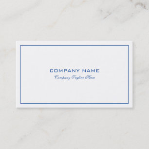 Simple Modern Tin Blue Border On White Business Card