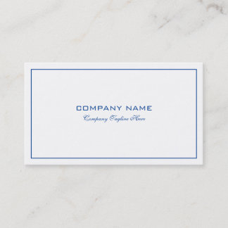 Simple Modern Tin Blue Border On White Business Card